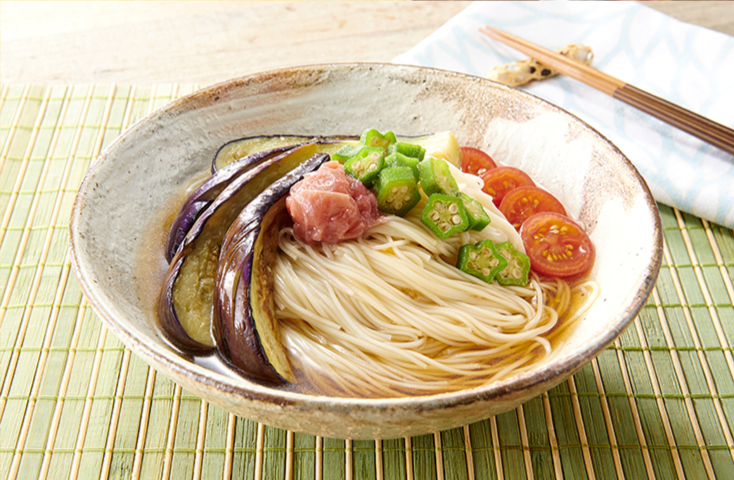 夏野菜の煮浸しそうめん